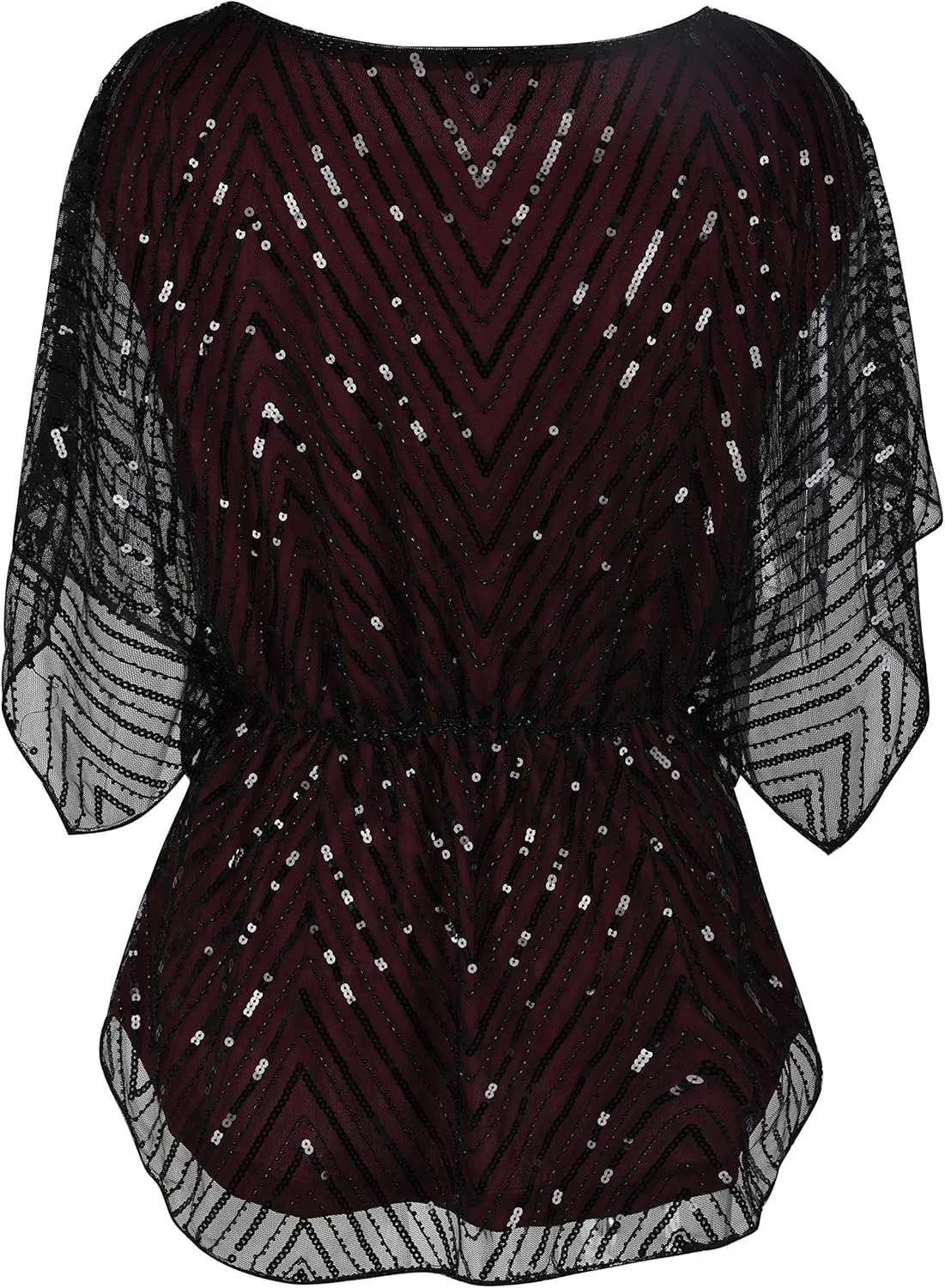 PrettyGuide Women's Sequin Blouse Tops Sparkly Beaded Evening Formal Party Dressy Tops