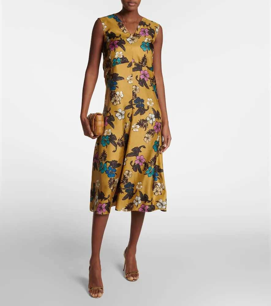 'S Max Mara Cuore floral silk satin midi dress