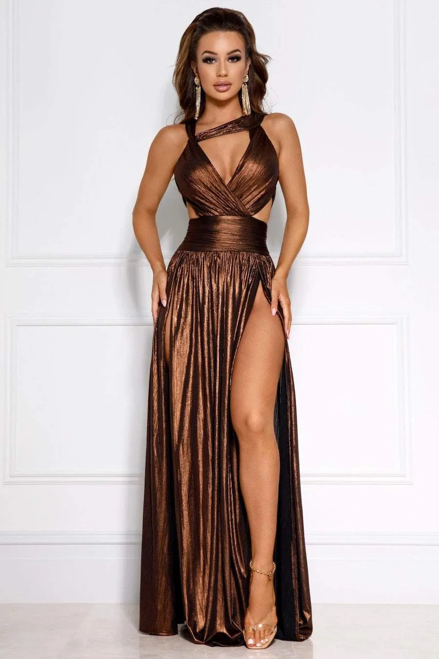 SAND BROWN EVENING DRESS