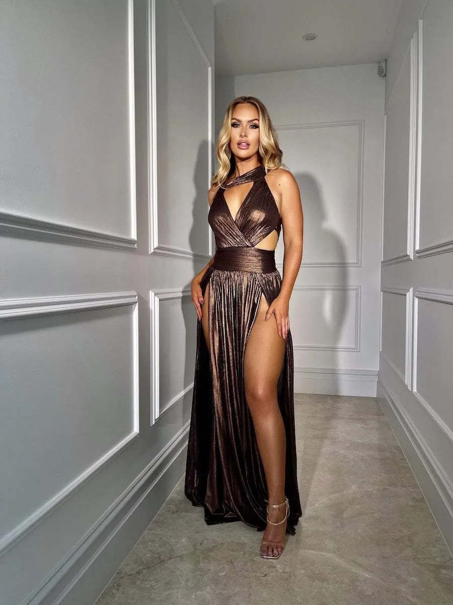 SAND BROWN EVENING DRESS