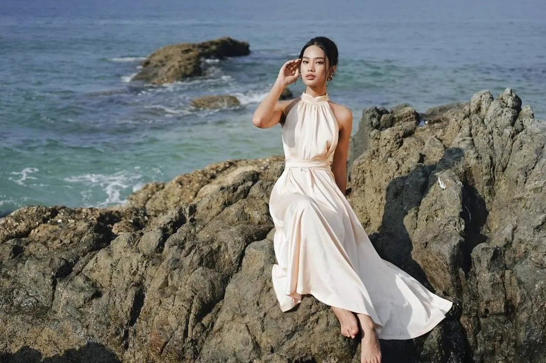 Selena Halter Silk Dress