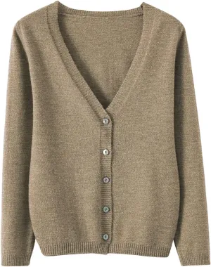 SHAOBGE Chunky Knitted Sweater Women's Spring and Autumn Leisure Loose Solid Long Sleeve V Chunky Oversized Sweaters for