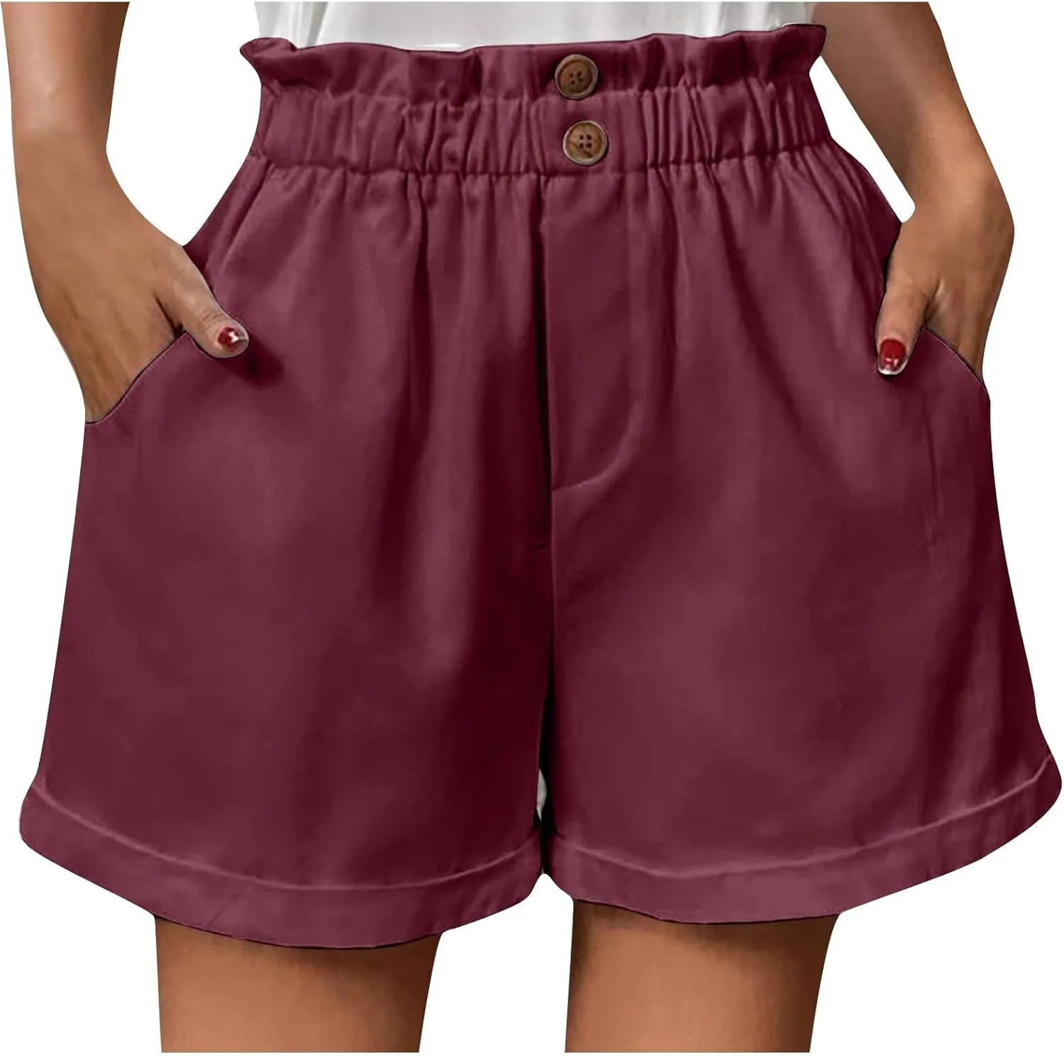 Shorts for Women Comfy Summer Shorts Elastic Waist Shorts Casual Lightweight Shorts Travel Shorts with Pockets