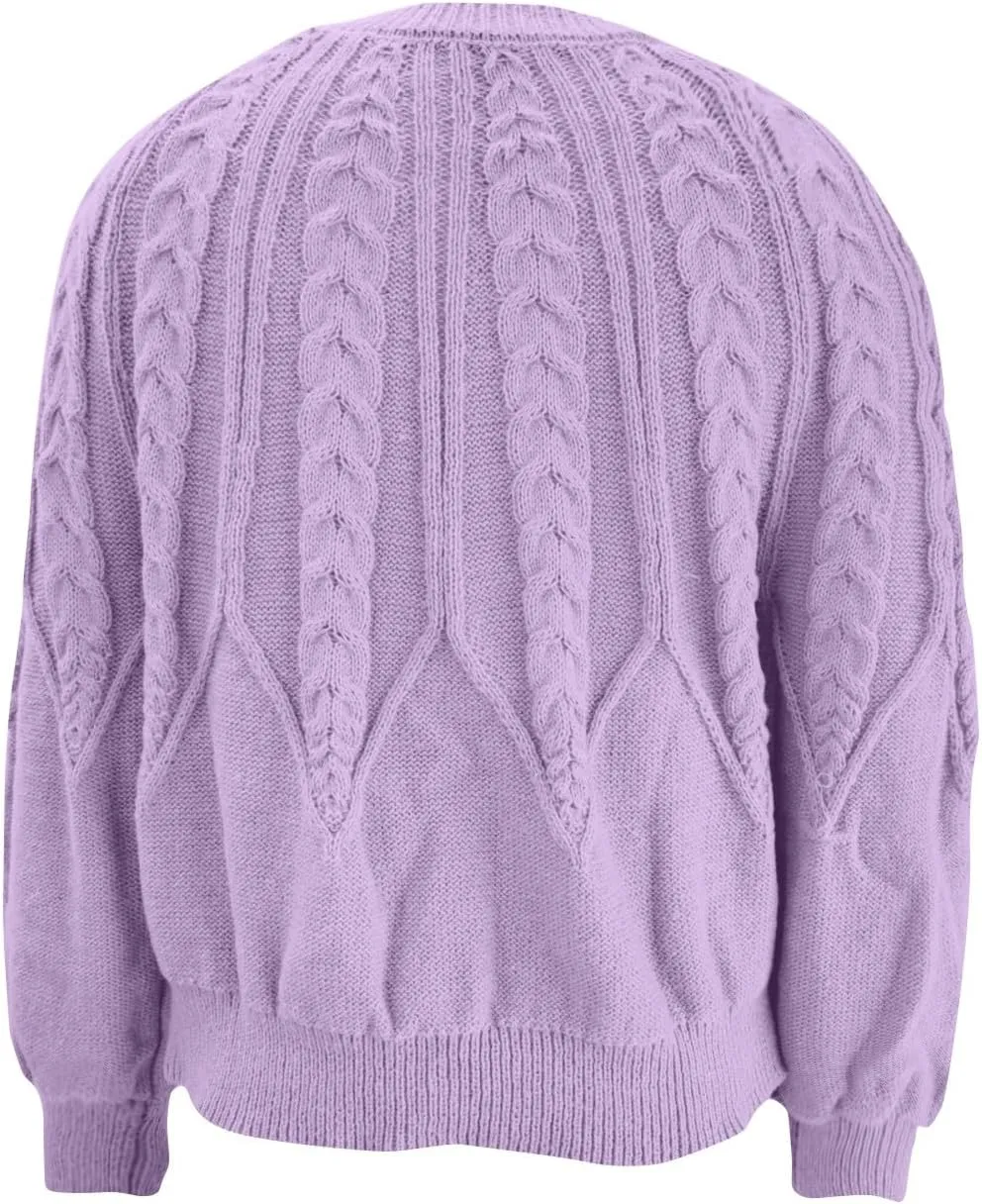 slqdgmryz Cable Knit Sweater Women Oversized Crewneck Cute Fall Sweaters Casual Long Sleeve Chunky Pullover Winter Clothes