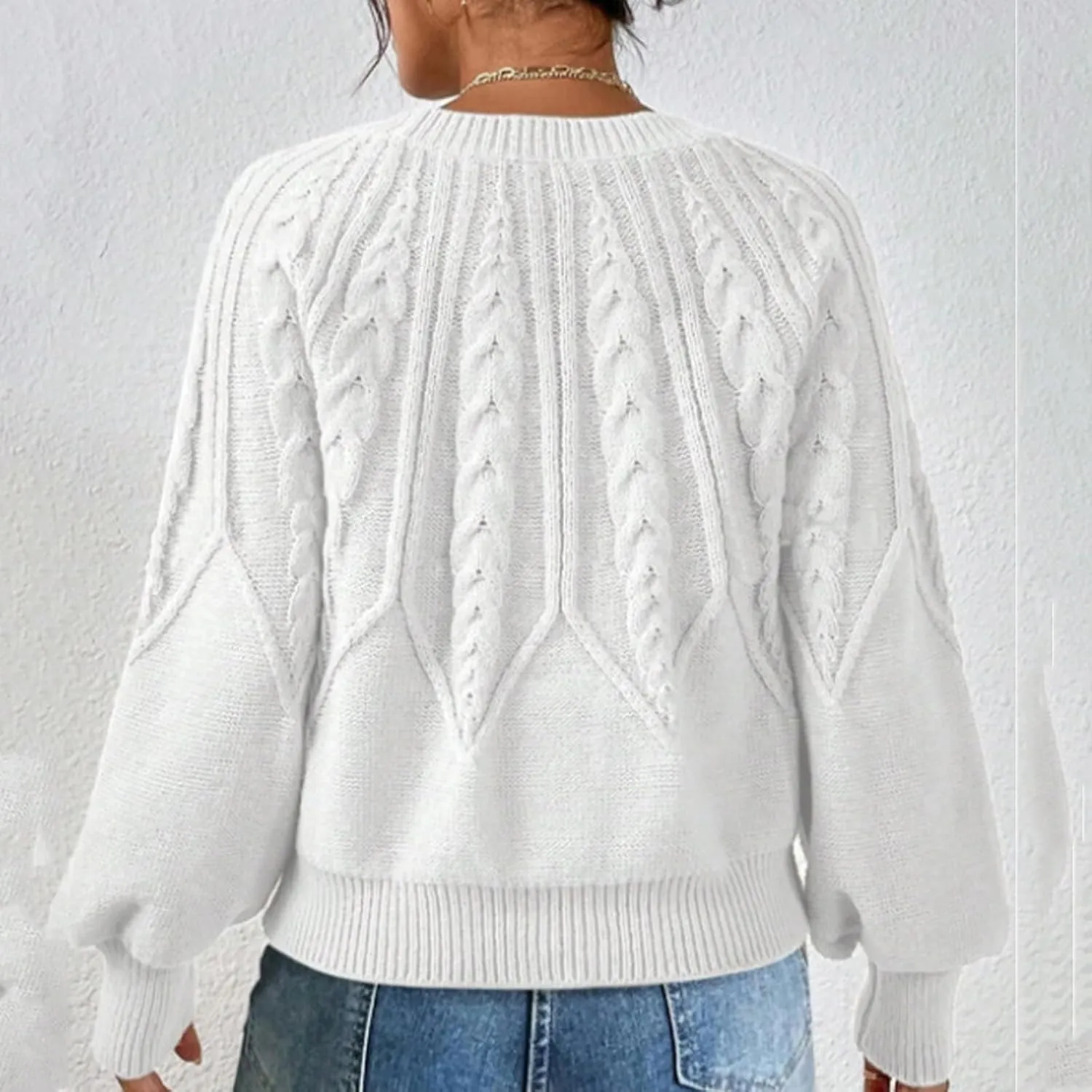 slqdgmryz Cable Knit Sweater Women Oversized Crewneck Cute Fall Sweaters Casual Long Sleeve Chunky Pullover Winter Clothes
