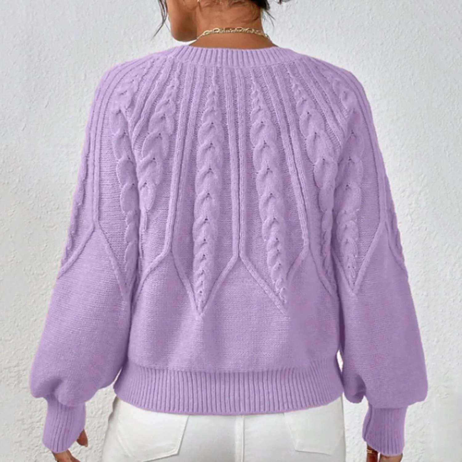 slqdgmryz Cable Knit Sweater Women Oversized Crewneck Cute Fall Sweaters Casual Long Sleeve Chunky Pullover Winter Clothes