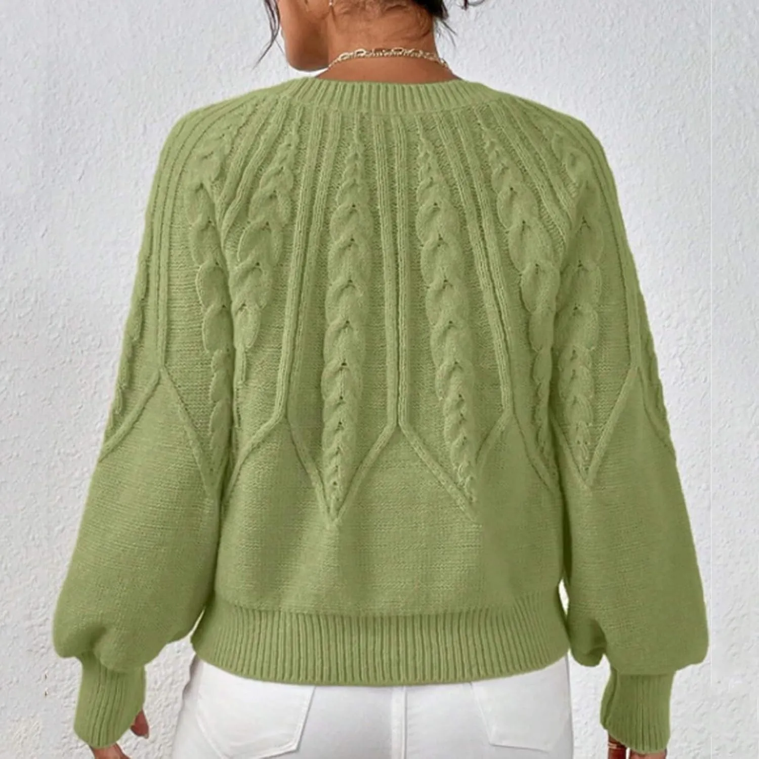 slqdgmryz Cable Knit Sweater Women Oversized Crewneck Cute Fall Sweaters Casual Long Sleeve Chunky Pullover Winter Clothes