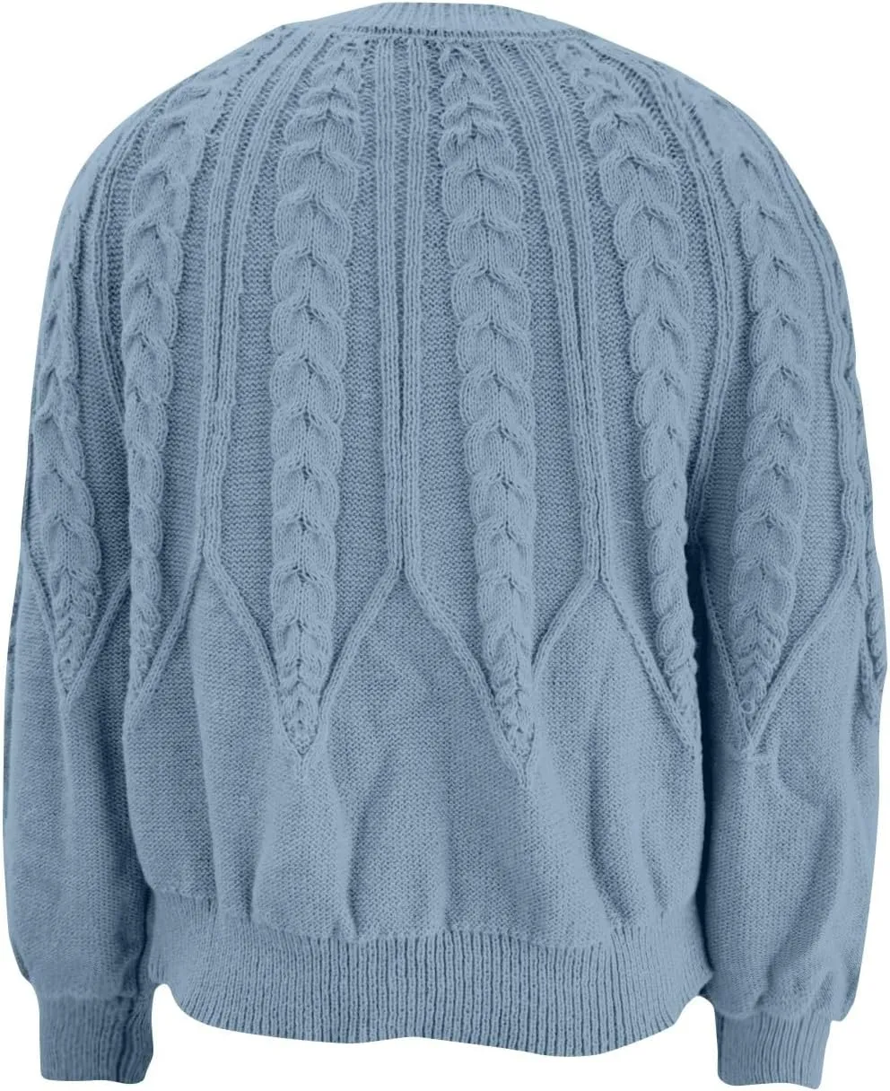 slqdgmryz Cable Knit Sweater Women Oversized Crewneck Cute Fall Sweaters Casual Long Sleeve Chunky Pullover Winter Clothes