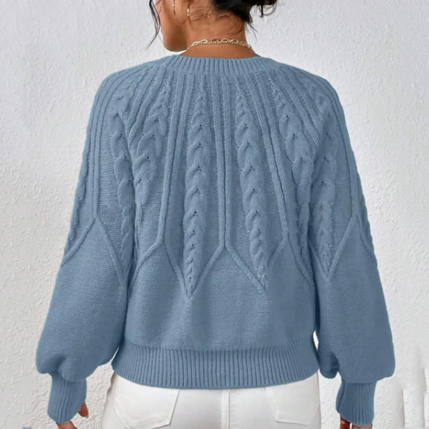 slqdgmryz Cable Knit Sweater Women Oversized Crewneck Cute Fall Sweaters Casual Long Sleeve Chunky Pullover Winter Clothes