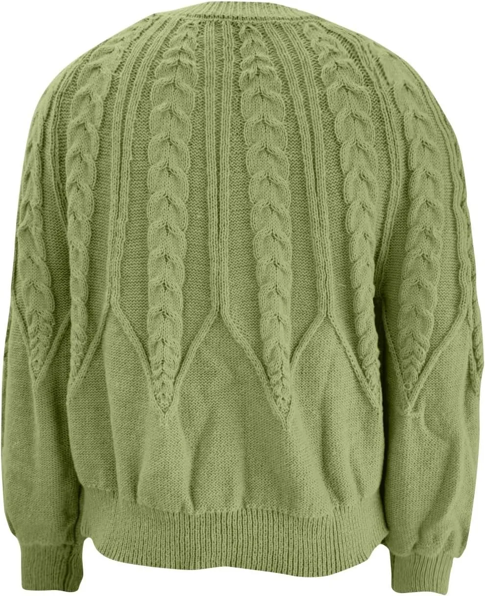 slqdgmryz Cable Knit Sweater Women Oversized Crewneck Cute Fall Sweaters Casual Long Sleeve Chunky Pullover Winter Clothes
