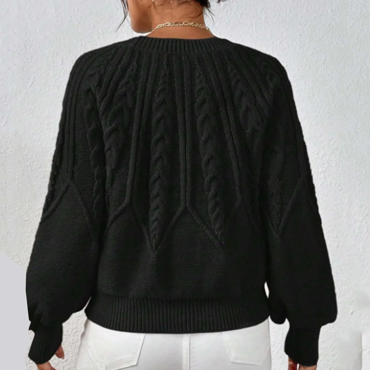 slqdgmryz Cable Knit Sweater Women Oversized Crewneck Cute Fall Sweaters Casual Long Sleeve Chunky Pullover Winter Clothes