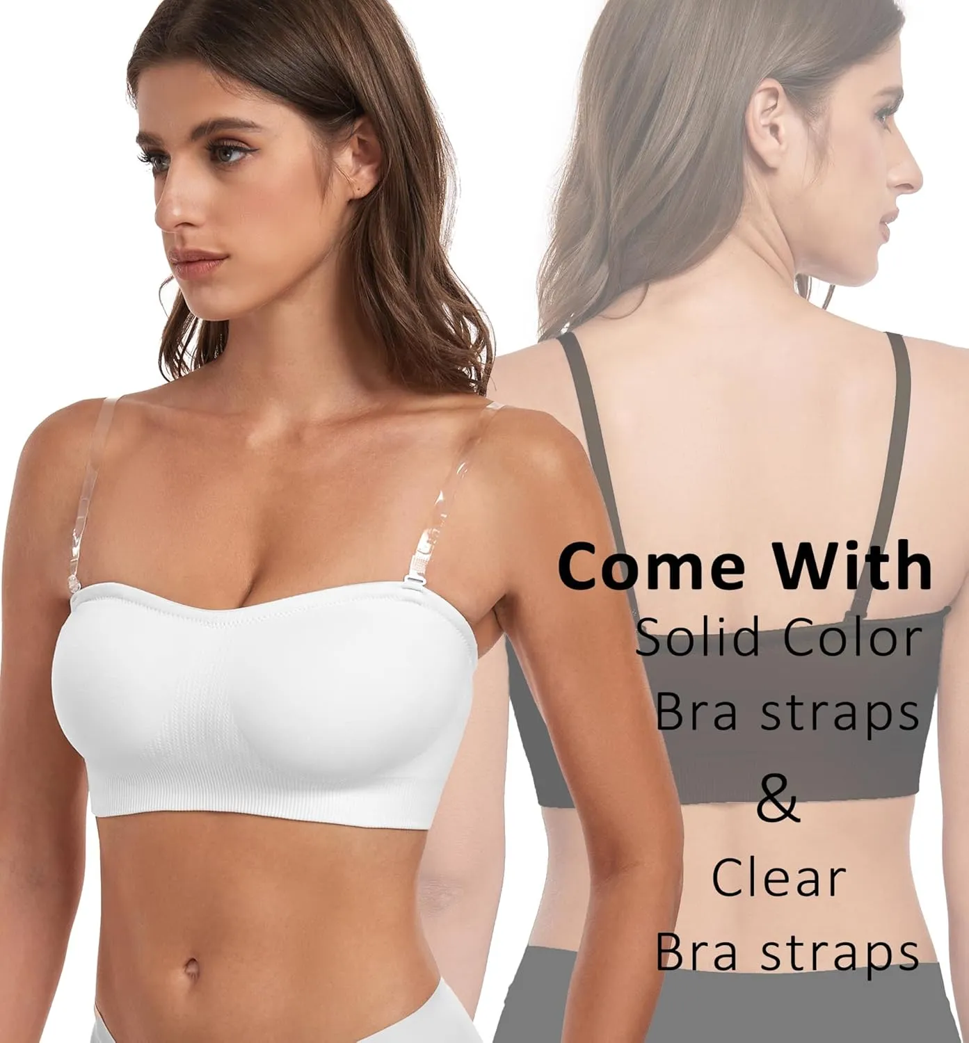 Strapless Bra for Women-Convertible Comfort Bandeau Bra with Non-Slip Silicone,Seamless Wirefree Padded Bralette