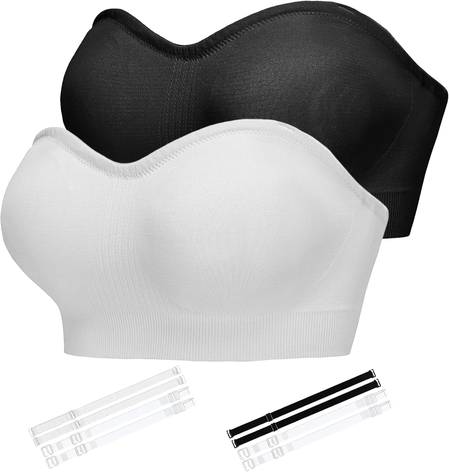 Strapless Bra for Women-Convertible Comfort Bandeau Bra with Non-Slip Silicone,Seamless Wirefree Padded Bralette