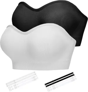Strapless Bra for Women-Convertible Comfort Bandeau Bra with Non-Slip Silicone,Seamless Wirefree Padded Bralette