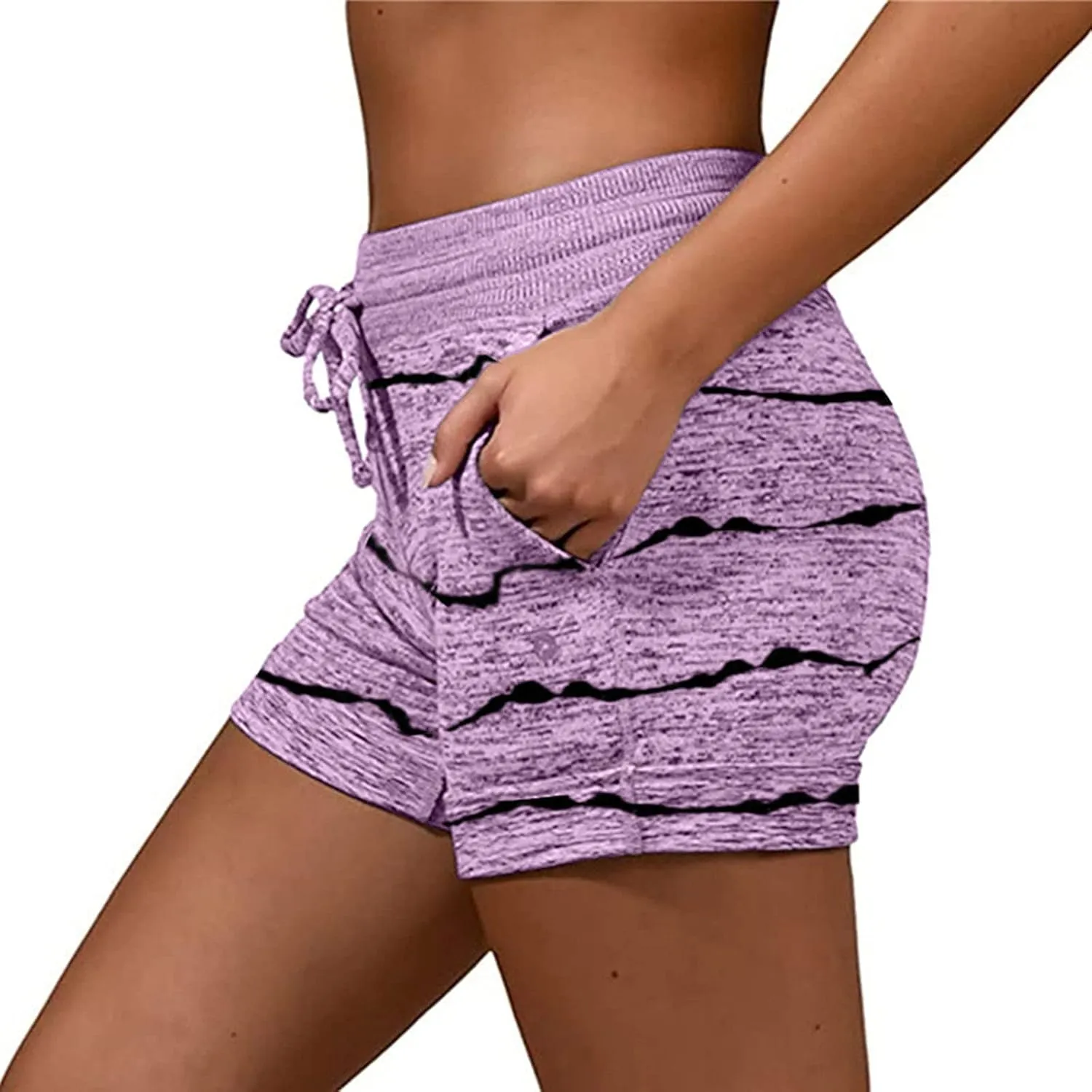Summer Printed Cotton Shorts for Women 2024 Casual Elastic High Waist Gym Workout Shorts Drawstring Comfort Sweat Shorts