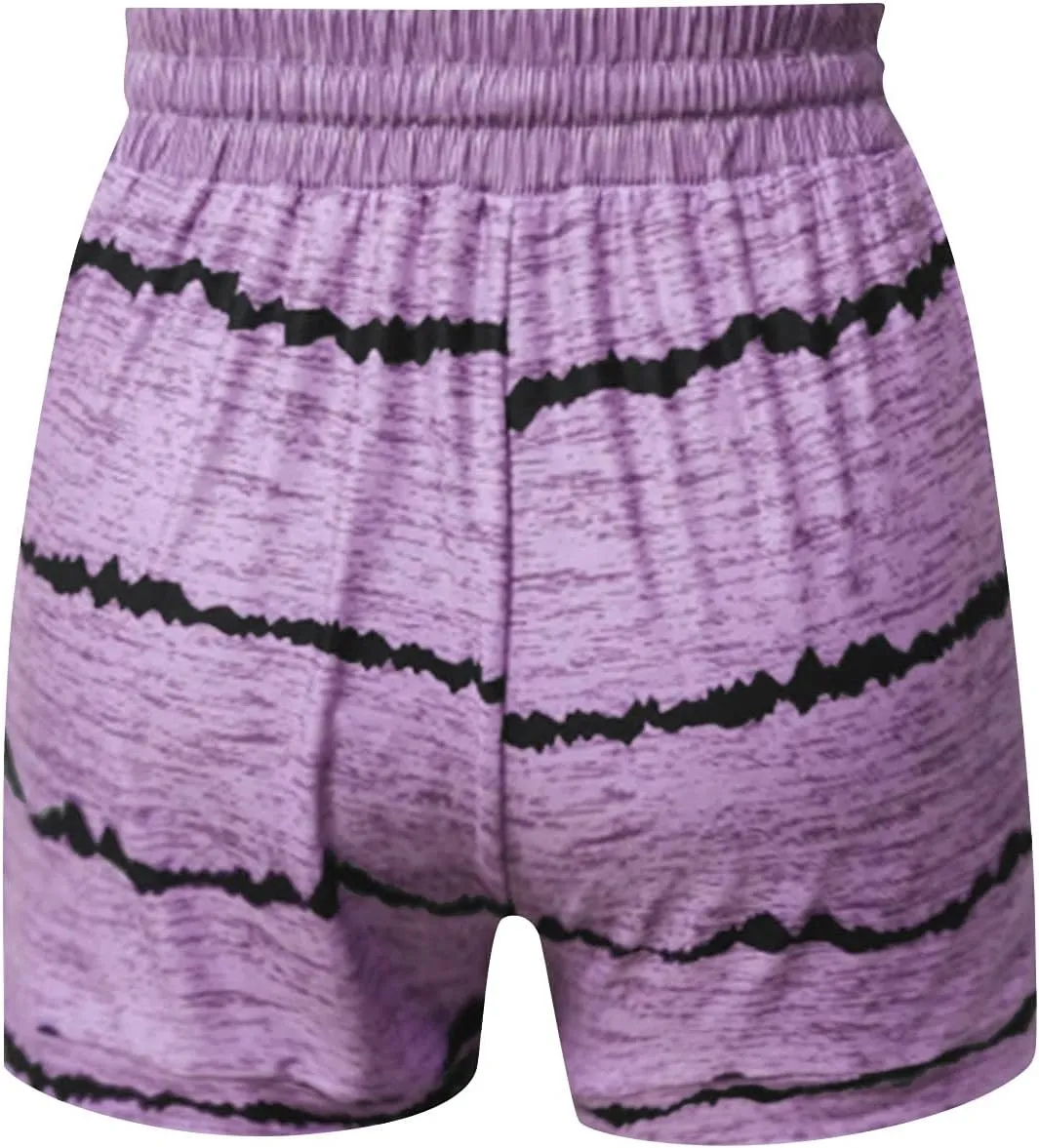 Summer Printed Cotton Shorts for Women 2024 Casual Elastic High Waist Gym Workout Shorts Drawstring Comfort Sweat Shorts