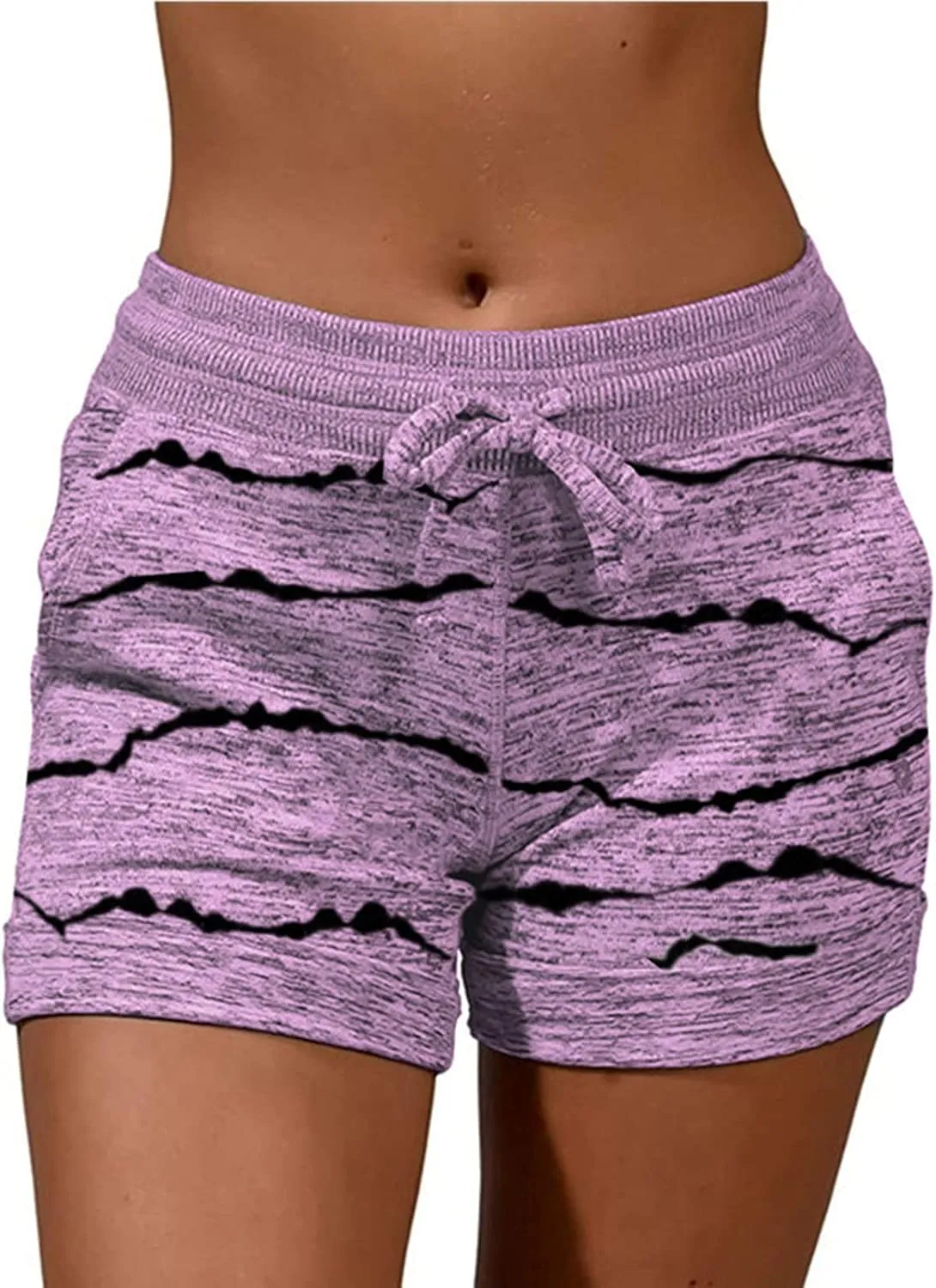 Summer Printed Cotton Shorts for Women 2024 Casual Elastic High Waist Gym Workout Shorts Drawstring Comfort Sweat Shorts