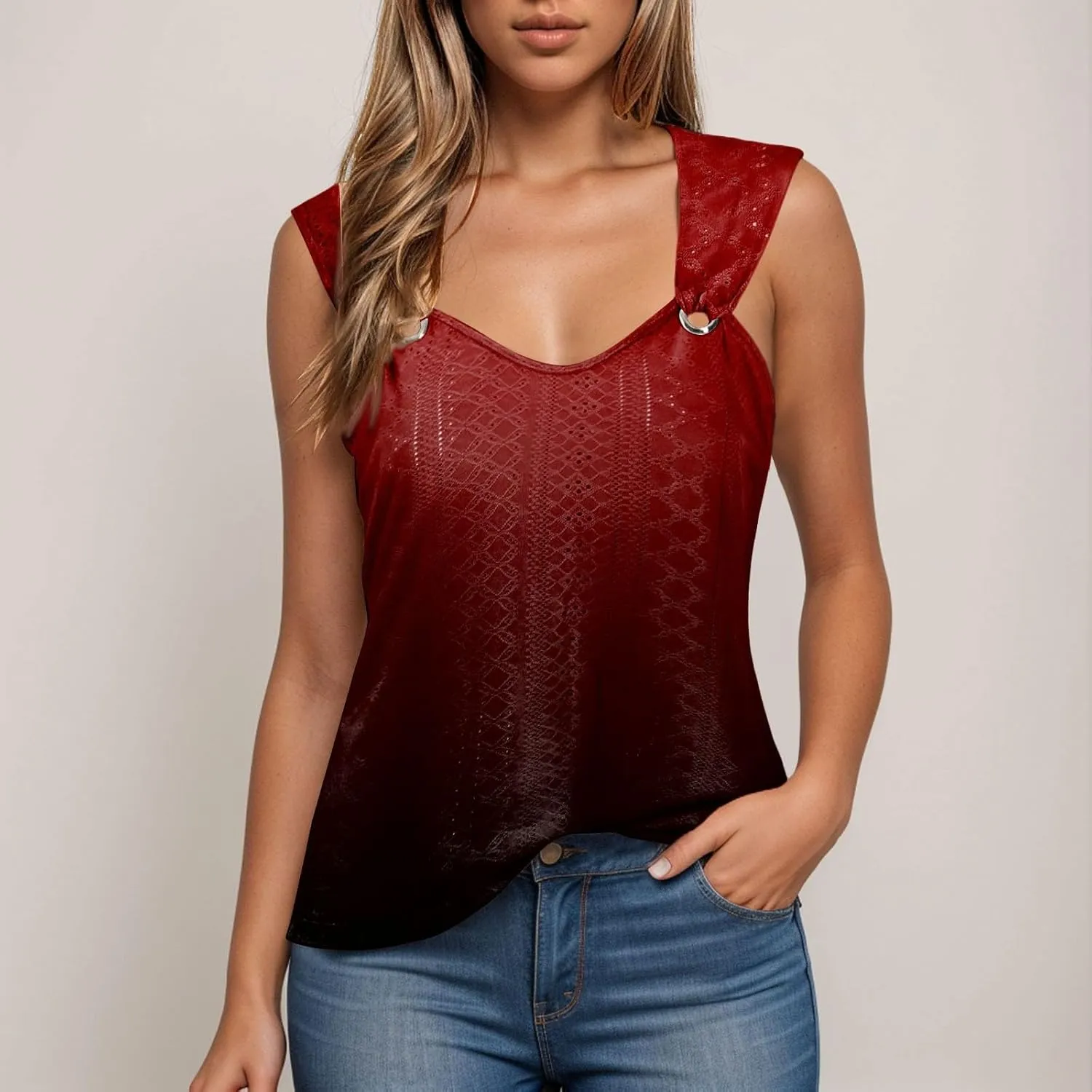 Summer Tank Tops for Women 2025 Trendy Summer V Neck Sleeveless T Shirts Spring Clothes Casual Loose Blouses