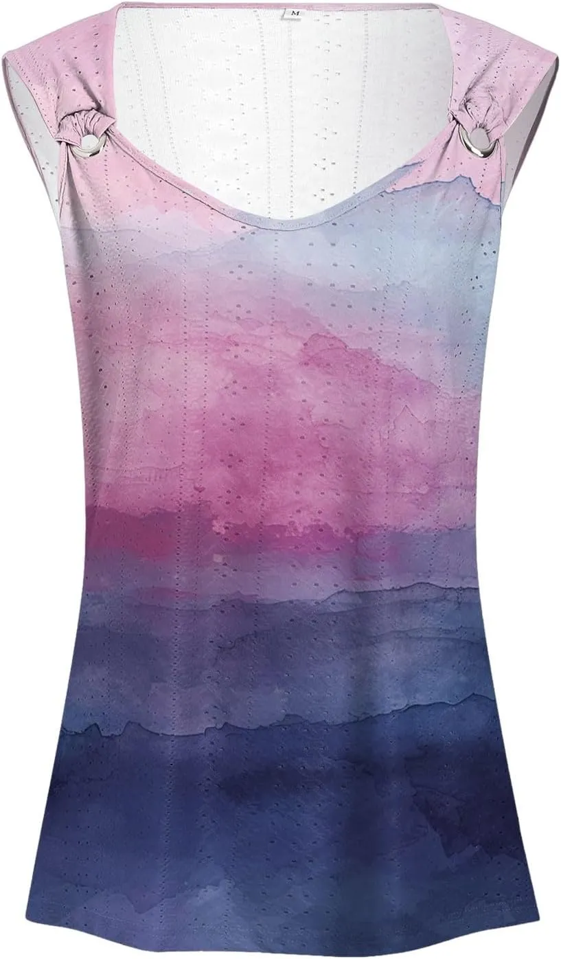 Summer Tank Tops for Women 2025 Trendy Summer V Neck Sleeveless T Shirts Spring Clothes Casual Loose Blouses