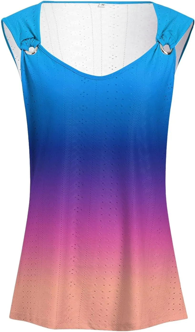 Summer Tank Tops for Women 2025 Trendy Summer V Neck Sleeveless T Shirts Spring Clothes Casual Loose Blouses