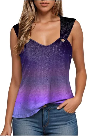 Summer Tank Tops for Women 2025 Trendy Summer V Neck Sleeveless T Shirts Spring Clothes Casual Loose Blouses