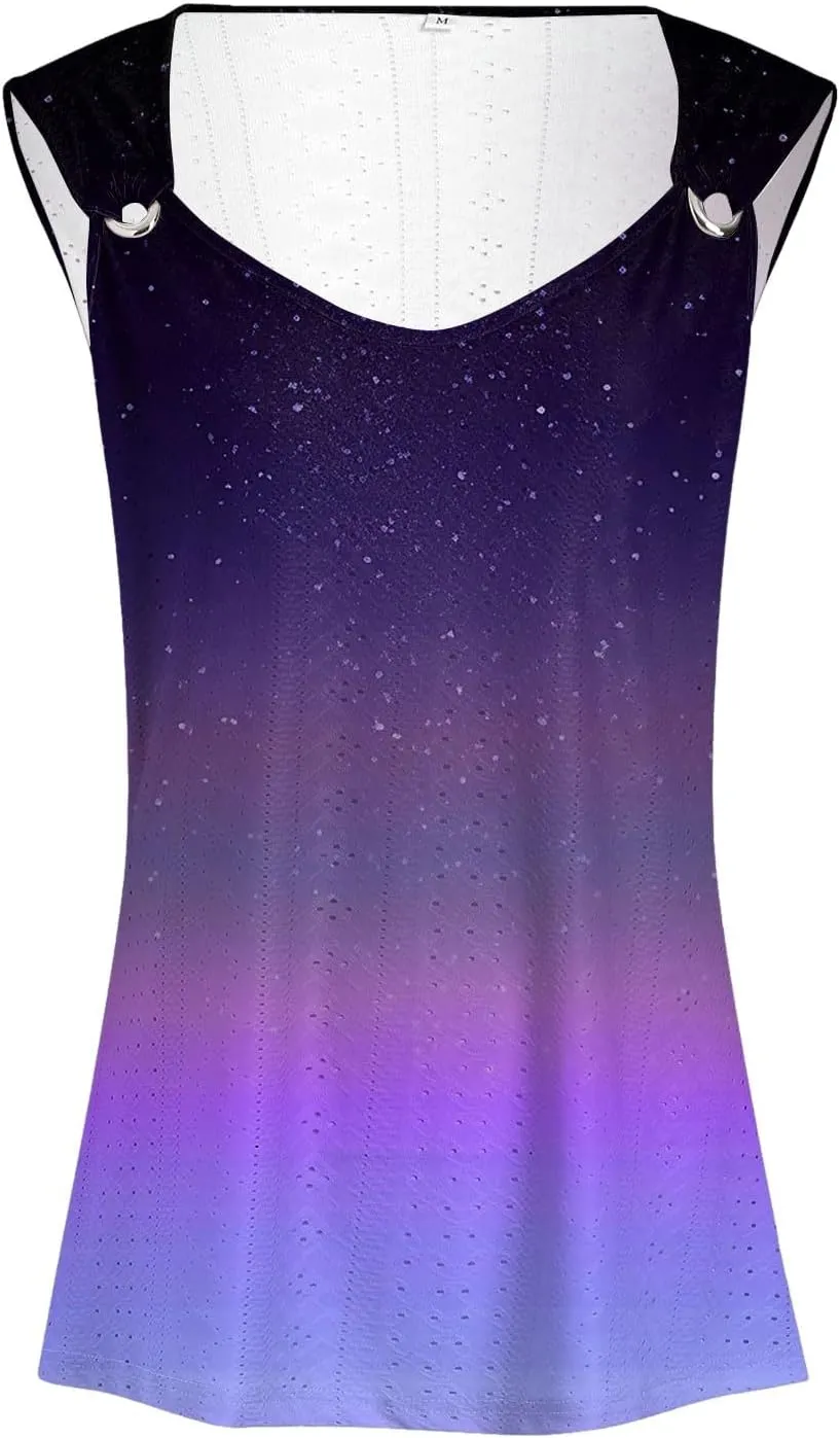 Summer Tank Tops for Women 2025 Trendy Summer V Neck Sleeveless T Shirts Spring Clothes Casual Loose Blouses