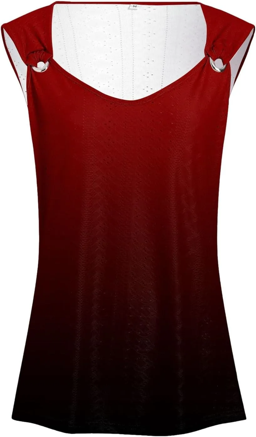 Summer Tank Tops for Women 2025 Trendy Summer V Neck Sleeveless T Shirts Spring Clothes Casual Loose Blouses