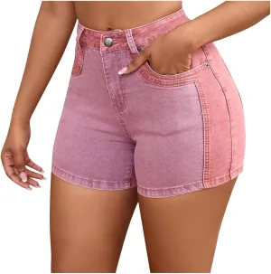 Summer Women's High Waisted Denim Shorts Elastic Jean Shorts Stretch Denim Shorts Dressy Sexy Butt-Lifting Shorts