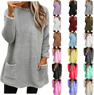 Sweatshirts for Women Comfort Hoodie for Anxiety Long Sleeve Winter Shirts Round Neck Casual Warm Cute Long Tops