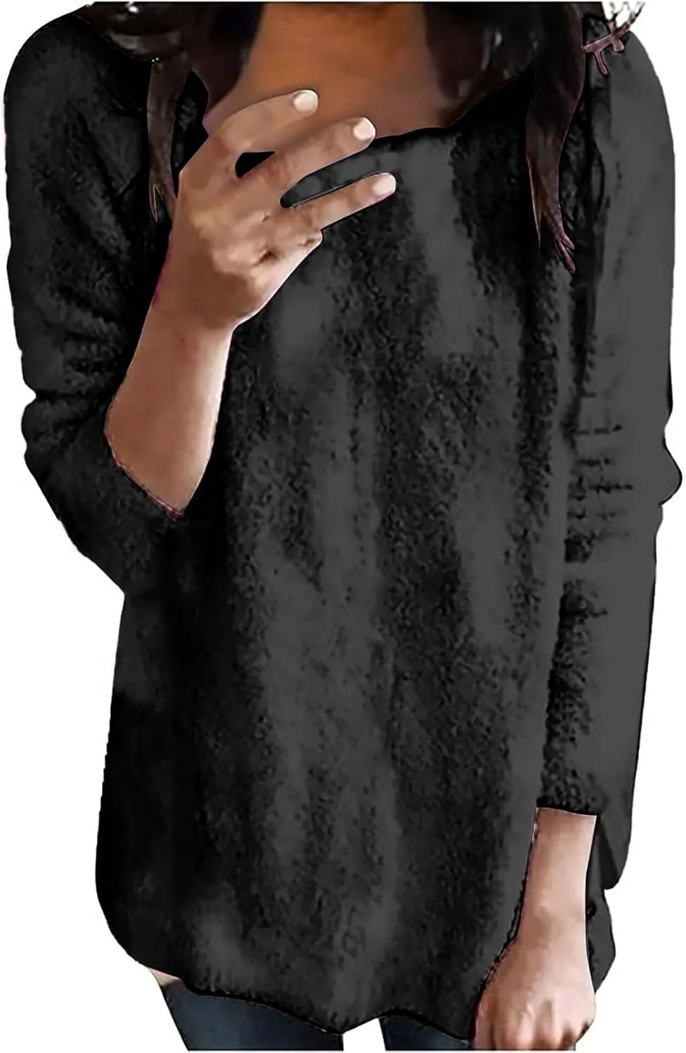 Sweatshirts for Women Comfort Hoodie for Anxiety Long Sleeve Winter Shirts Round Neck Casual Warm Cute Long Tops