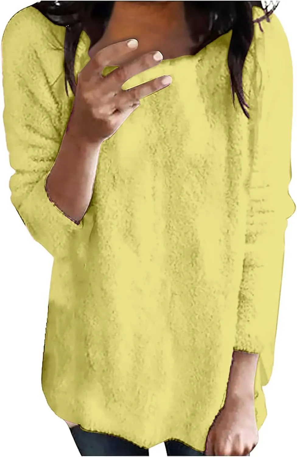 Sweatshirts for Women Comfort Hoodie for Anxiety Long Sleeve Winter Shirts Round Neck Casual Warm Cute Long Tops