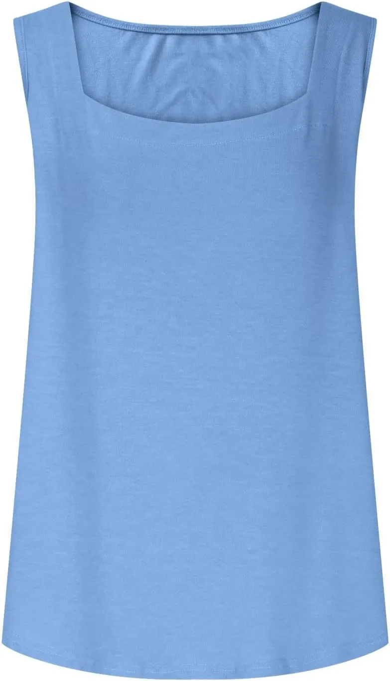 Tank Top for Women Trendy Square Neck Sleeveless Casual Tops Soft Loose Fit Workout Basic Summer Clothes 2025