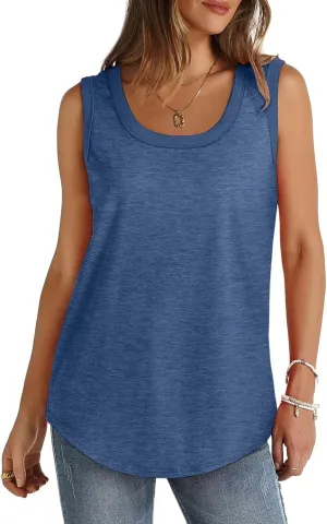 Tank Tops for Women 2025 Summer Sleeveless Ribbed Crewneck Blouse Tshirt Cotton Plus Size Vest Tops Beach Y2k Clothes