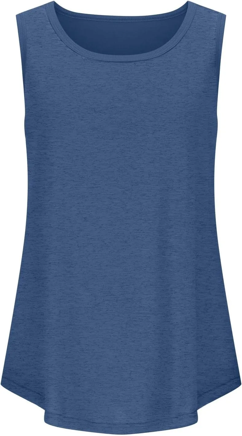 Tank Tops for Women 2025 Summer Sleeveless Ribbed Crewneck Blouse Tshirt Cotton Plus Size Vest Tops Beach Y2k Clothes