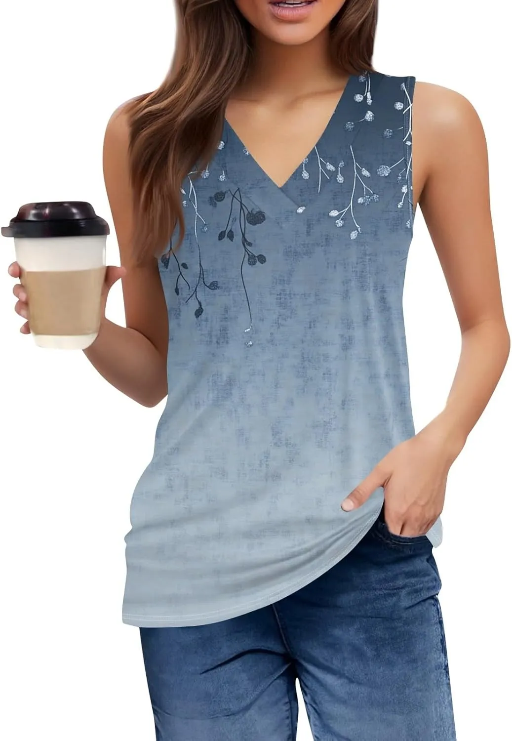 Tank Tops for Women Summer V Neck T Shirts Trendy Sleeveless Basic Tee Loose Fitted Blouse 2025 Fashion