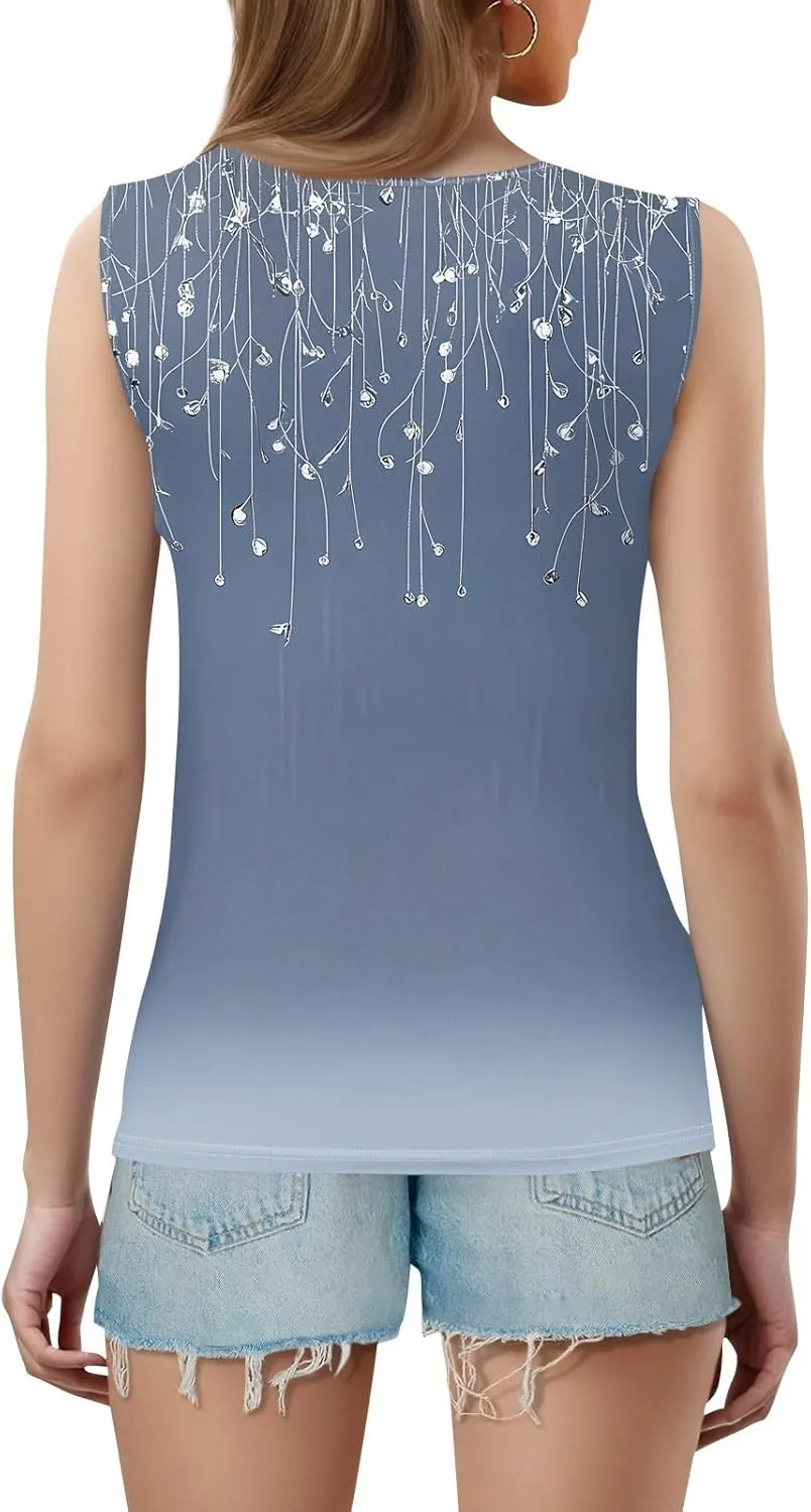 Tank Tops for Women Summer V Neck T Shirts Trendy Sleeveless Basic Tee Loose Fitted Blouse 2025 Fashion