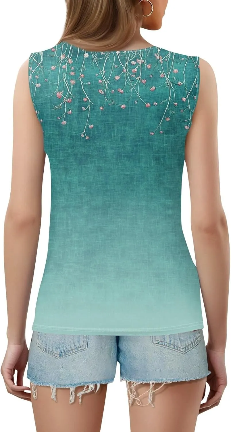 Tank Tops for Women Summer V Neck T Shirts Trendy Sleeveless Basic Tee Loose Fitted Blouse 2025 Fashion
