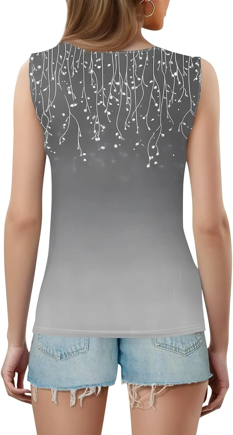 Tank Tops for Women Summer V Neck T Shirts Trendy Sleeveless Basic Tee Loose Fitted Blouse 2025 Fashion