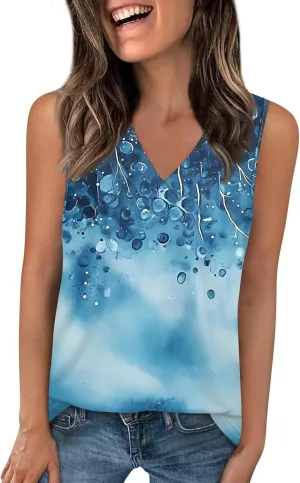 Tank Tops for Women Summer V Neck T Shirts Trendy Sleeveless Basic Tee Loose Fitted Blouse 2025 Fashion
