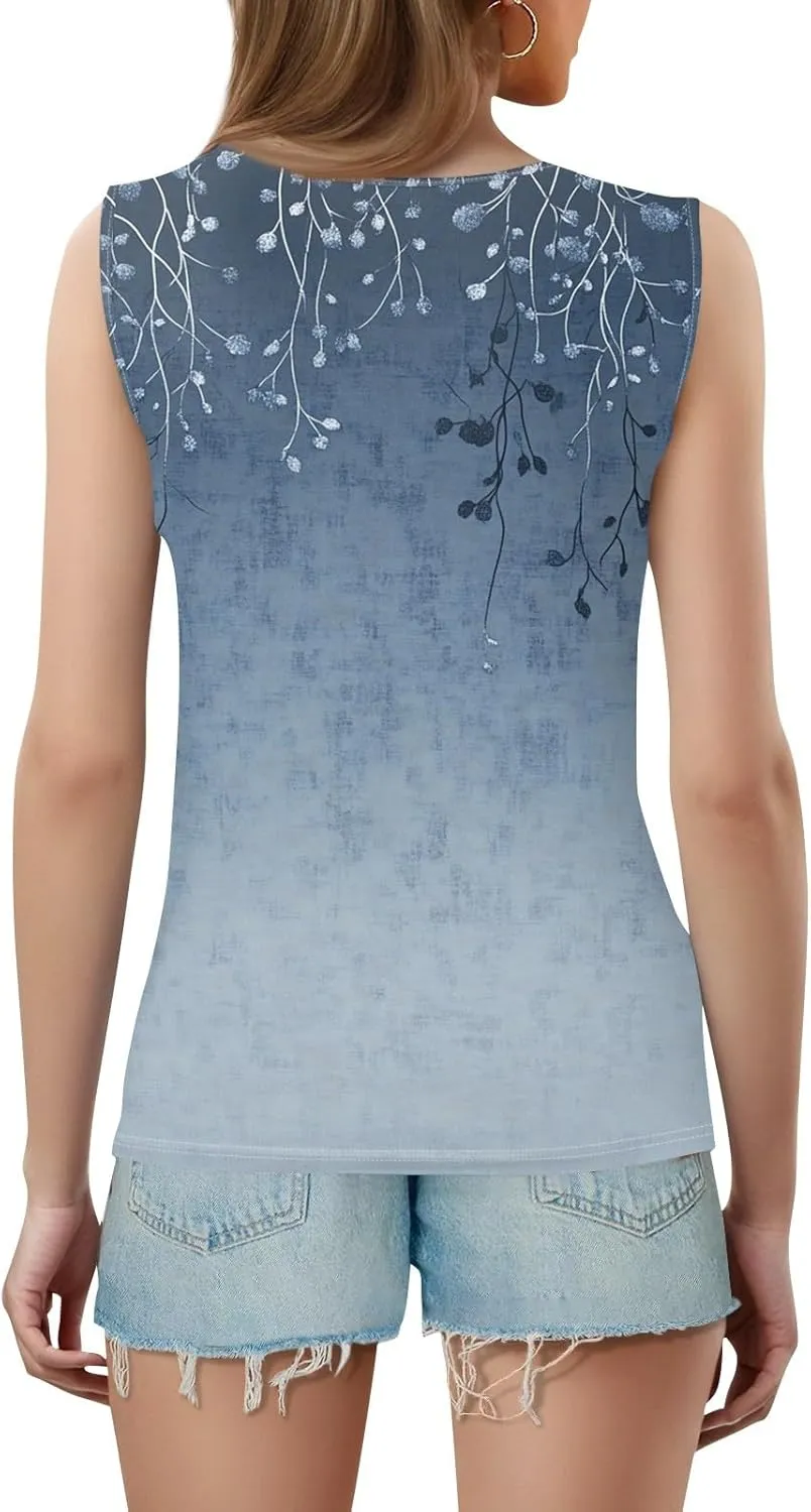 Tank Tops for Women Summer V Neck T Shirts Trendy Sleeveless Basic Tee Loose Fitted Blouse 2025 Fashion