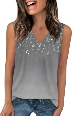 Tank Tops for Women Summer V Neck T Shirts Trendy Sleeveless Basic Tee Loose Fitted Blouse 2025 Fashion