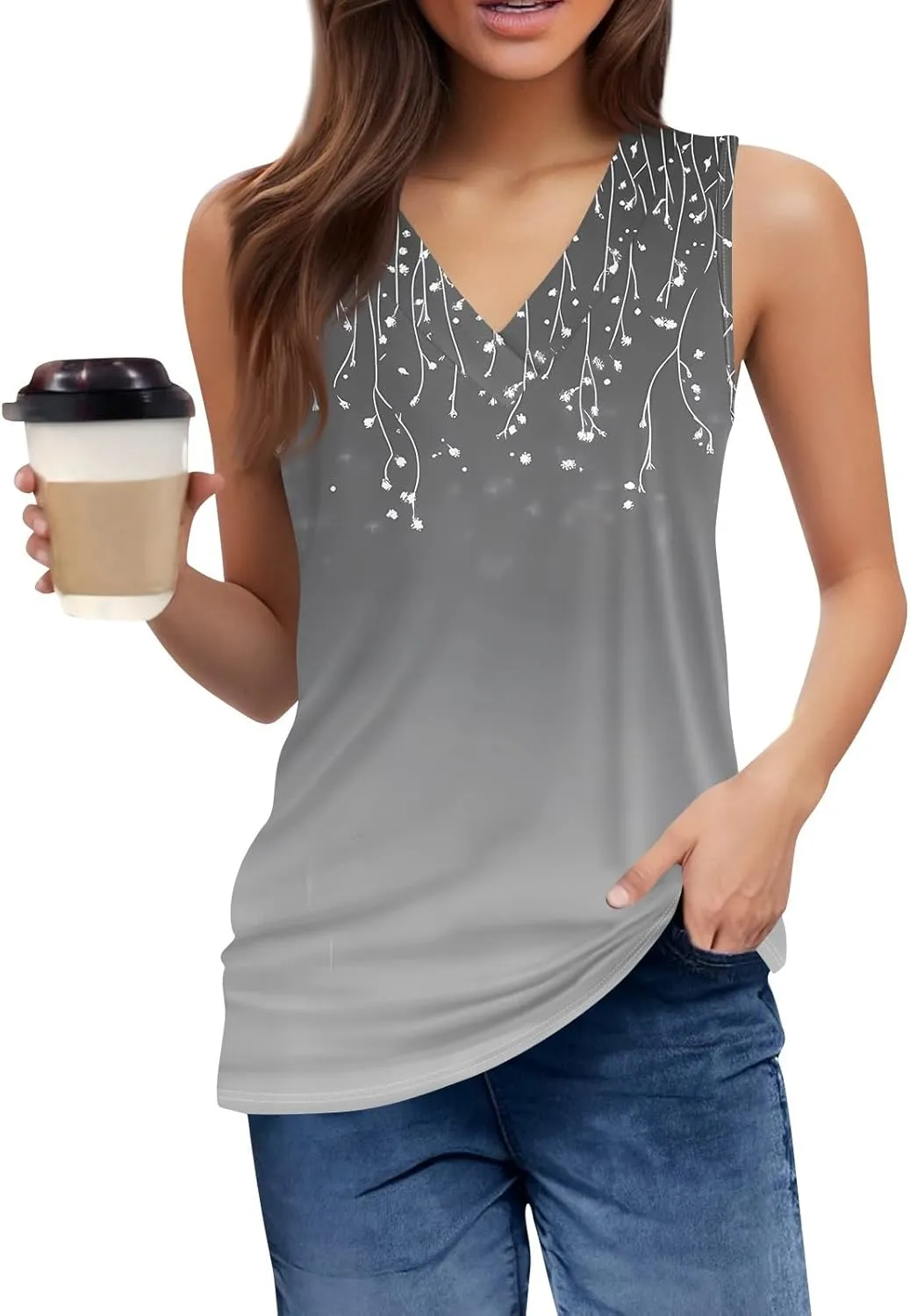 Tank Tops for Women Summer V Neck T Shirts Trendy Sleeveless Basic Tee Loose Fitted Blouse 2025 Fashion