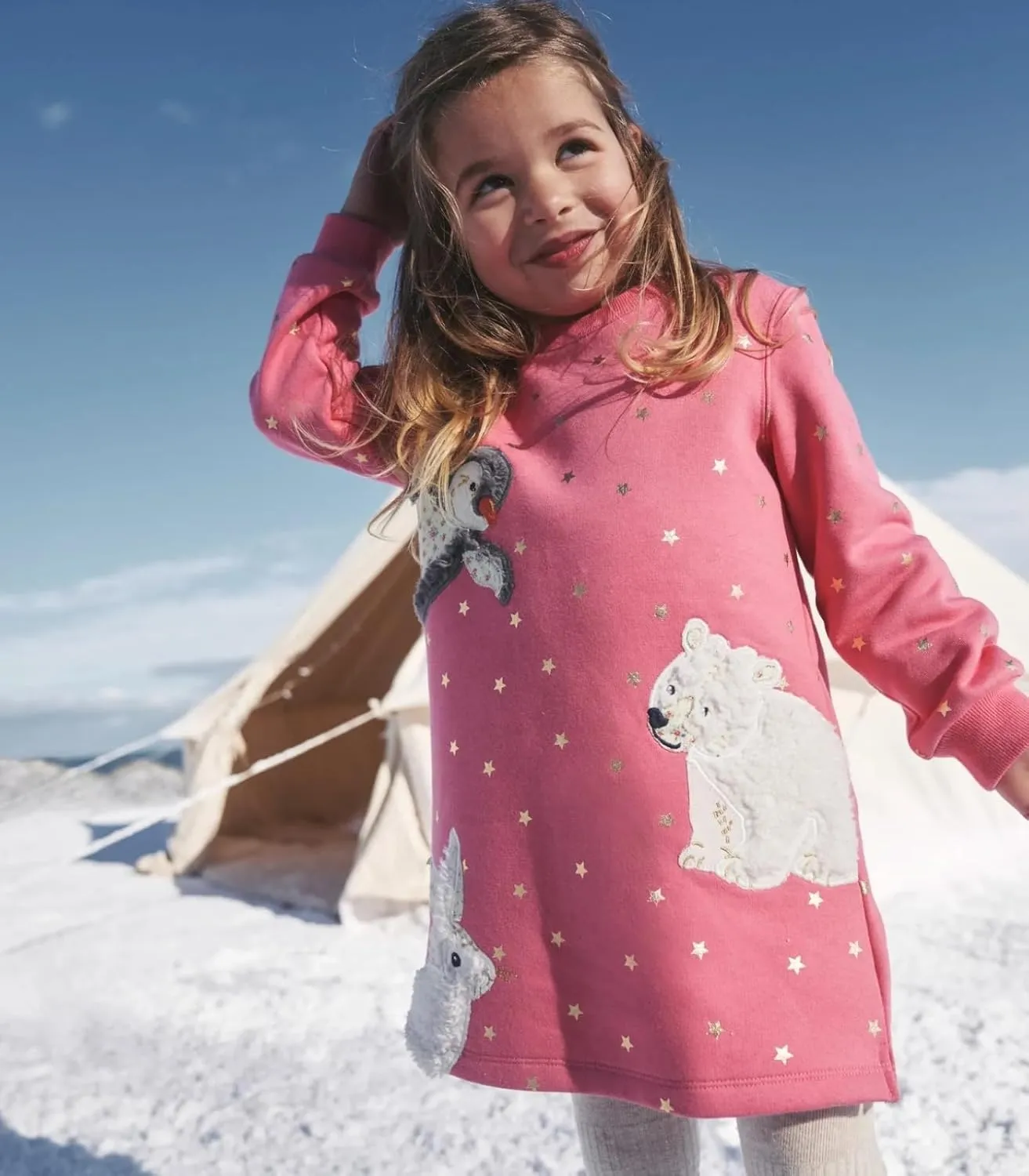 Toddler Girl Long Sleeve Dress Cotton Casual Basic Tunic Dresses Cartoon Applique Dress Kids Fall Winter Clothes