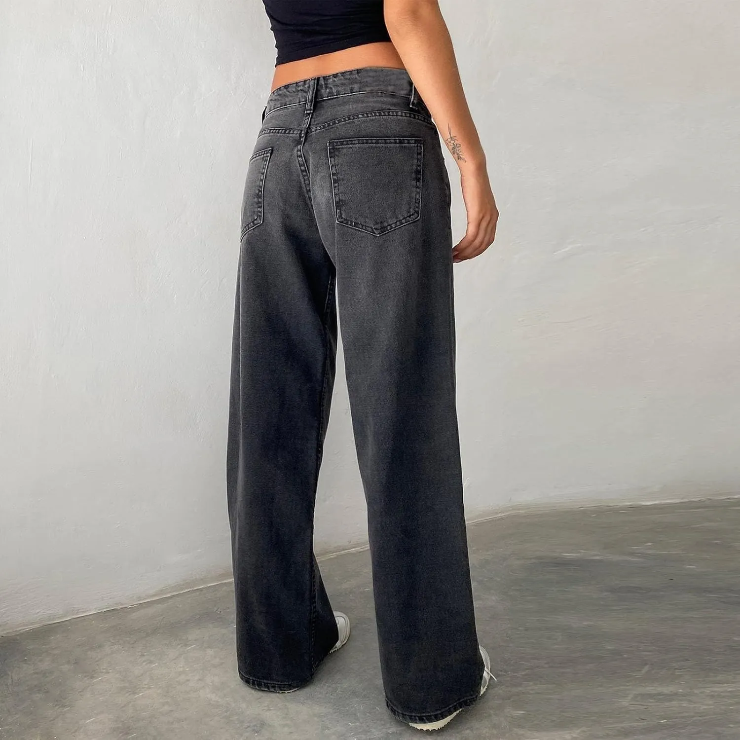 Trending Jeans for Women 2025 Patch Pocket Womens Jeans Wide Leg Stretchy Lightweight Summer Flowy Pants