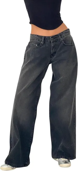 Trending Jeans for Women 2025 Patch Pocket Womens Jeans Wide Leg Stretchy Lightweight Summer Flowy Pants