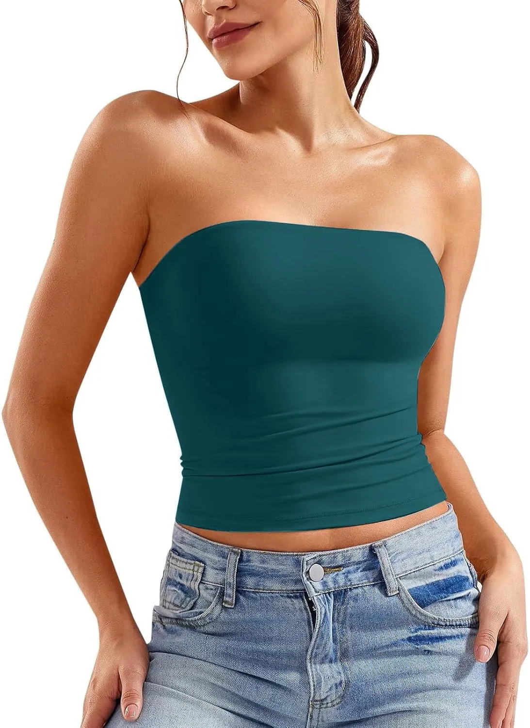 Tube Top for Women Strapless Sleeveless Crop Tops Going Out Party Y2K Bandeau Shirts 2025 Summer Clothes