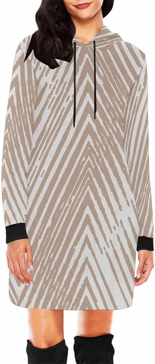 Tunic Dresses For Women Diagonal Ikat Stripes Long Sleeve Dress For Women Lightweight Hoodie Dress Fall Sweatshirts For Women
