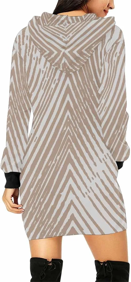 Tunic Dresses For Women Diagonal Ikat Stripes Long Sleeve Dress For Women Lightweight Hoodie Dress Fall Sweatshirts For Women