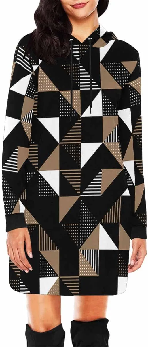 Tunic Dresses For Women Diagonal Ikat Stripes Long Sleeve Dress For Women Lightweight Hoodie Dress Fall Sweatshirts For Women