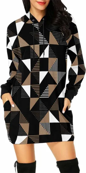 Tunic Dresses For Women Diagonal Ikat Stripes Long Sleeve Dress For Women Lightweight Hoodie Dress Fall Sweatshirts For Women
